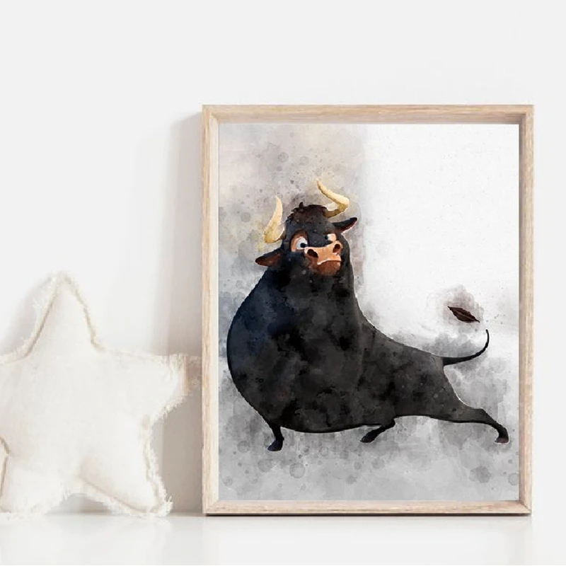 Baby Nursery Animal Prints - Ferdinand Bull Canvas Art Poster Prints