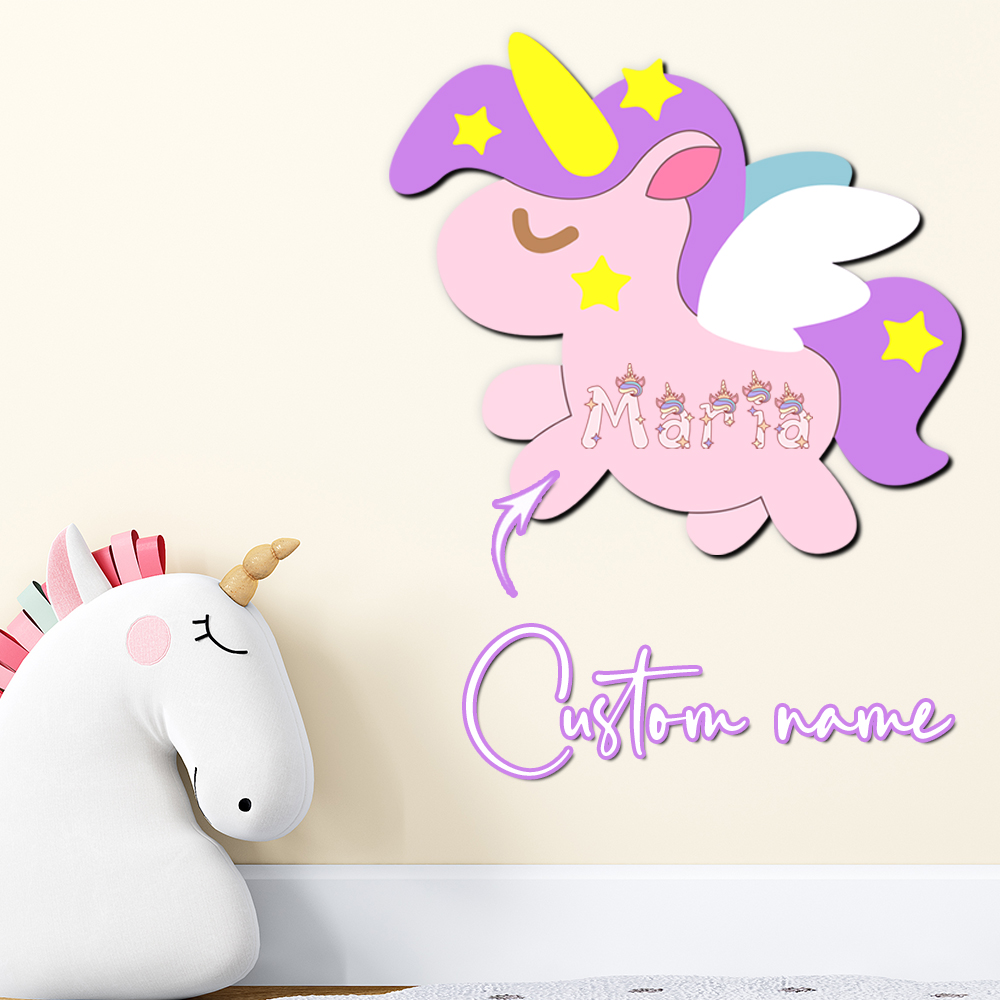Baby Nursery Letters - Custom Unicorn Wooden Name Sign Personalized