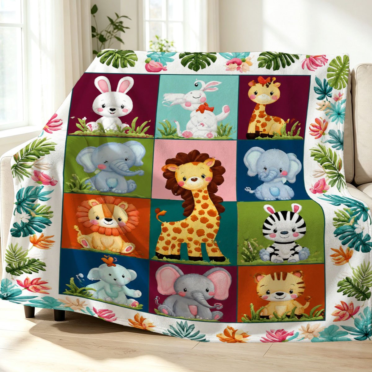 Baby Nursery Themes Boy - Ultra Cute Safari Animal Print Plush