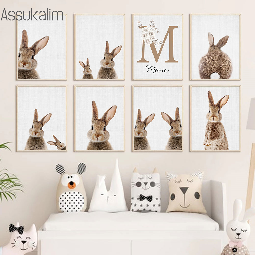 Baby Nursery Name Wall Art - Thỏ Tranh Vải Tùy Chỉnh In