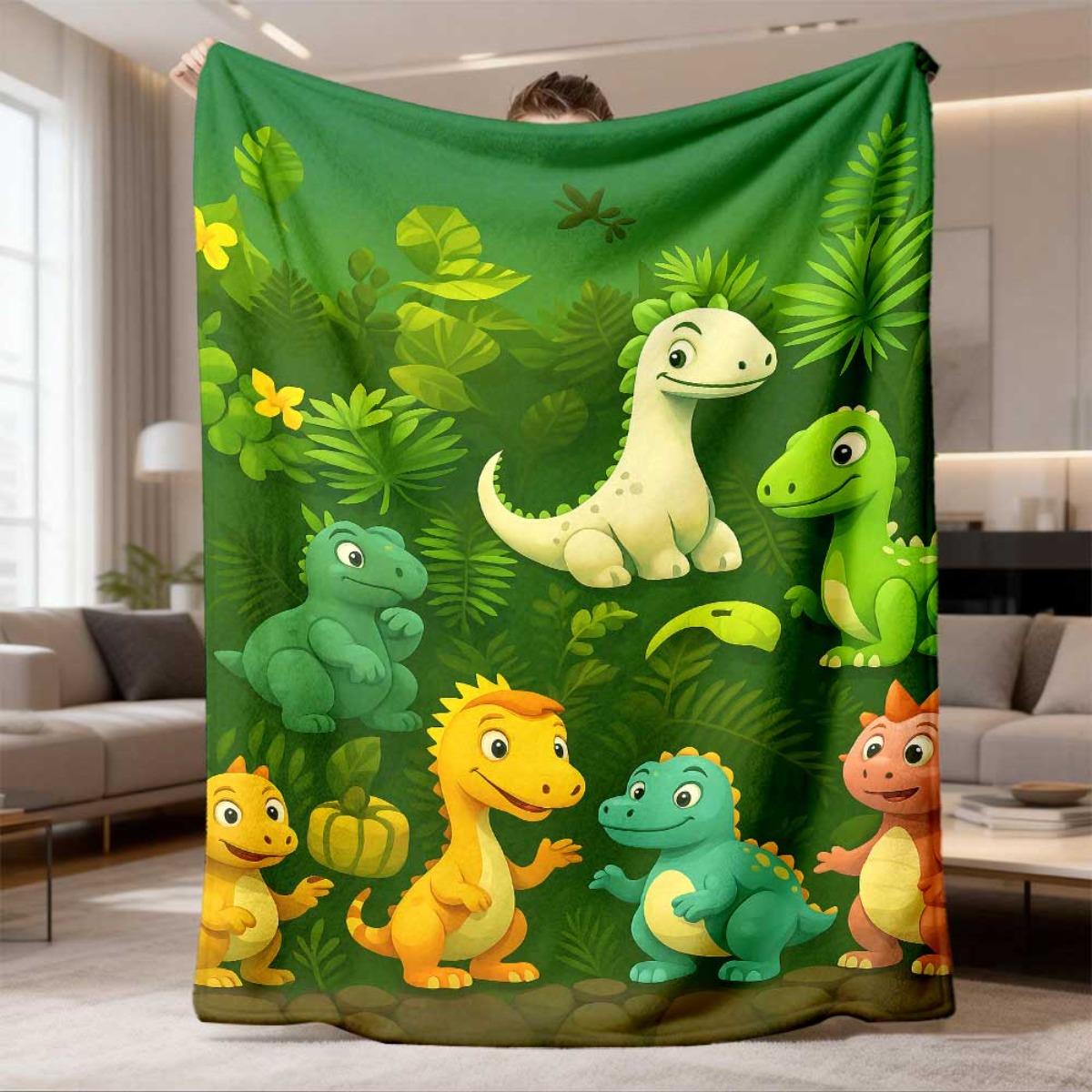 Baby Nursery Themes Boy - Cute Dinosaur Jungle Theme Throw Blanket