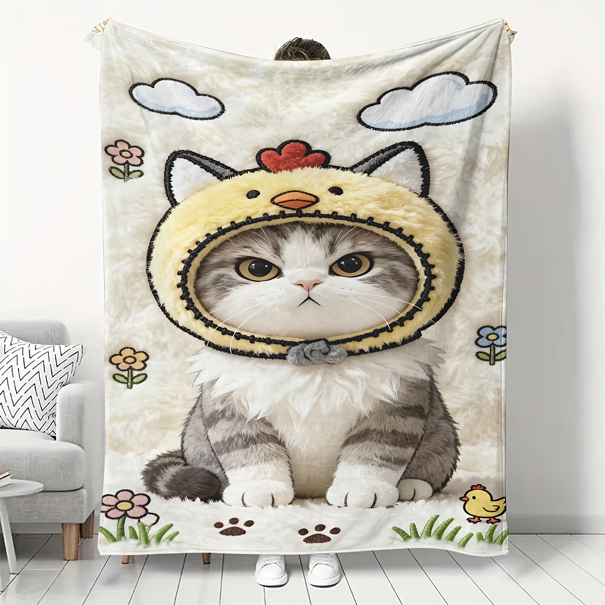 Baby Nursery In Hospital - Ultra Soft Cat Cartoon Fleece Throw
