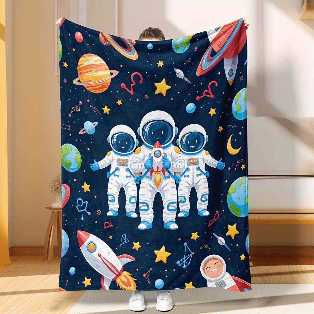 Baby Nursery Themes Boy - Adorable Space Astronaut Galaxy Blanket Throw