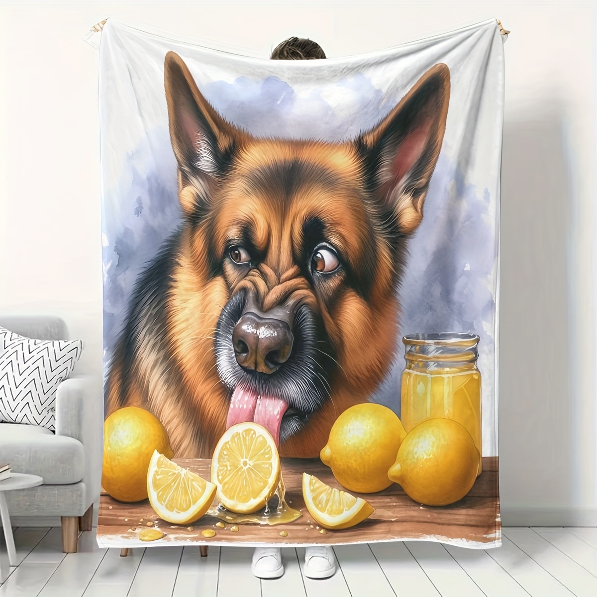 Baby Nursery In Hospital - Artistic German Shepherd Dog Portrait Throw