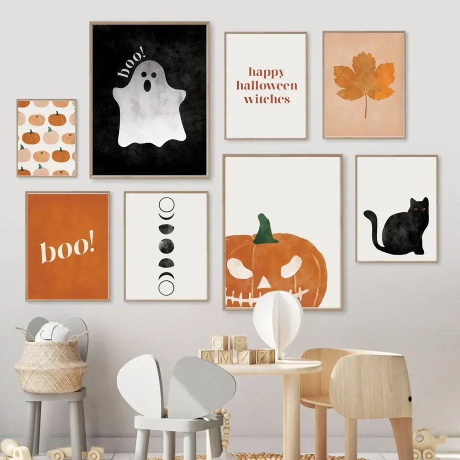 Baby Nursery Decor Ideas - Cat Halloween Soul Pumpkin Wall Art