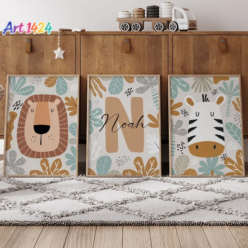 Lion Zebra Leaf Custom Name Nu - đánh giá và giá Baby Nursery Name Wall Art