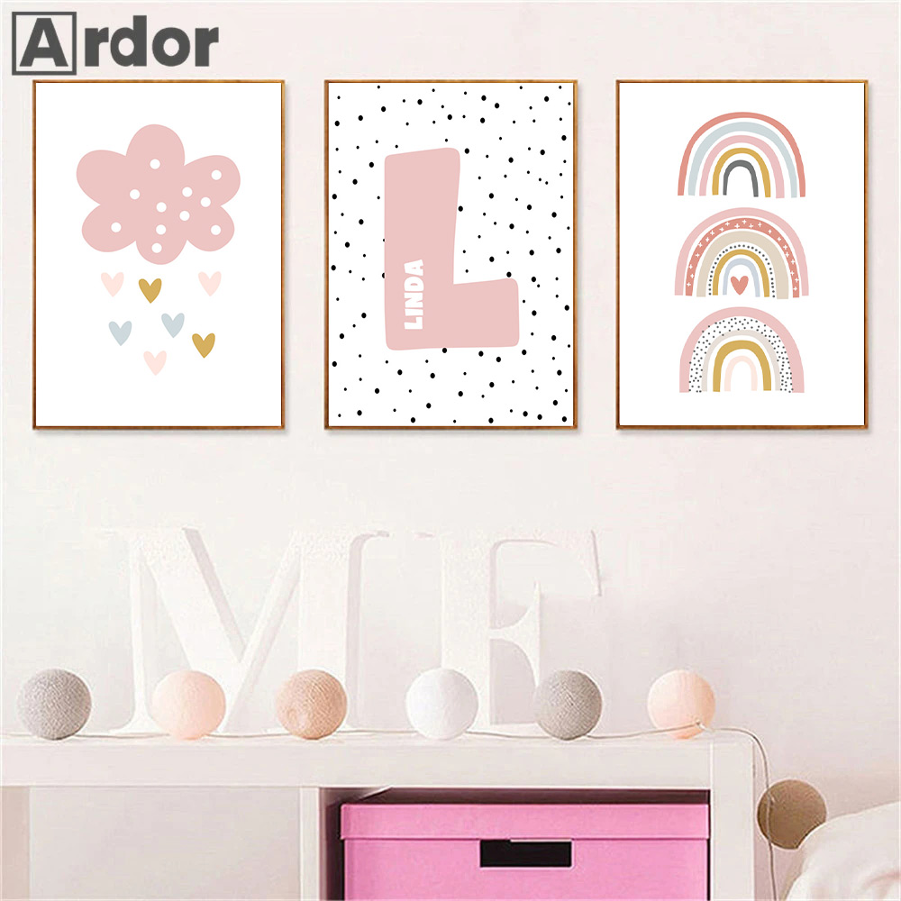 Pink Rainbow Cloud Nursery Pos - đánh giá và giá Baby Nursery Name Wall Art