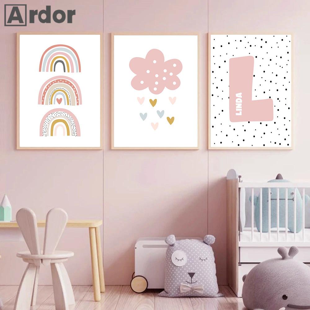 Pink Rainbow Cloud Nursery Pos - đánh giá và giá Baby Nursery Name Wall Art