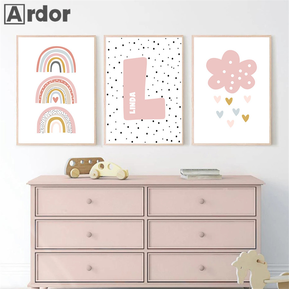 Pink Rainbow Cloud Nursery Pos - đánh giá và giá Baby Nursery Name Wall Art