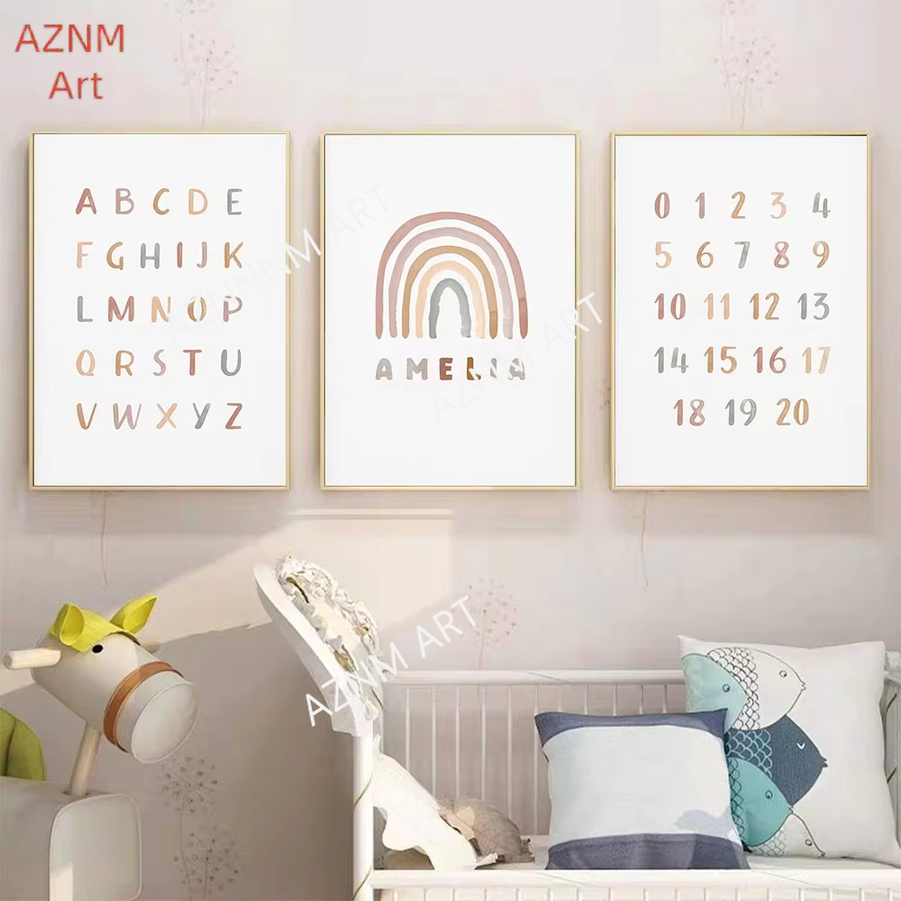 1/3PCS ，Poster Custom ABC 123  - đánh giá và giá Baby Nursery Name Wall Art
