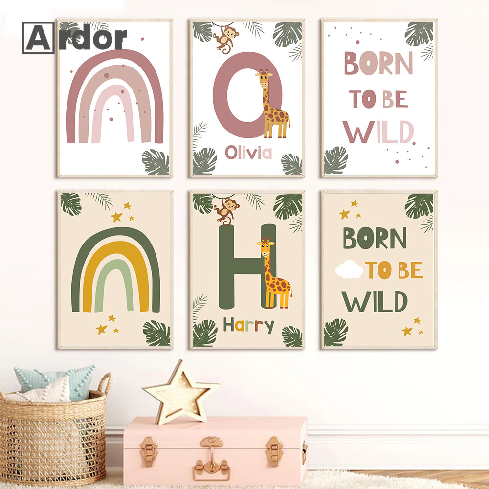 Nordic Jungle Animal Posters C - đánh giá và giá Baby Nursery Name Wall Art