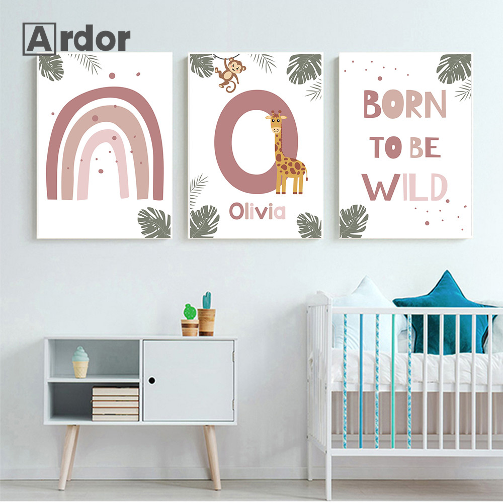 Nordic Jungle Animal Posters C - đánh giá và giá Baby Nursery Name Wall Art