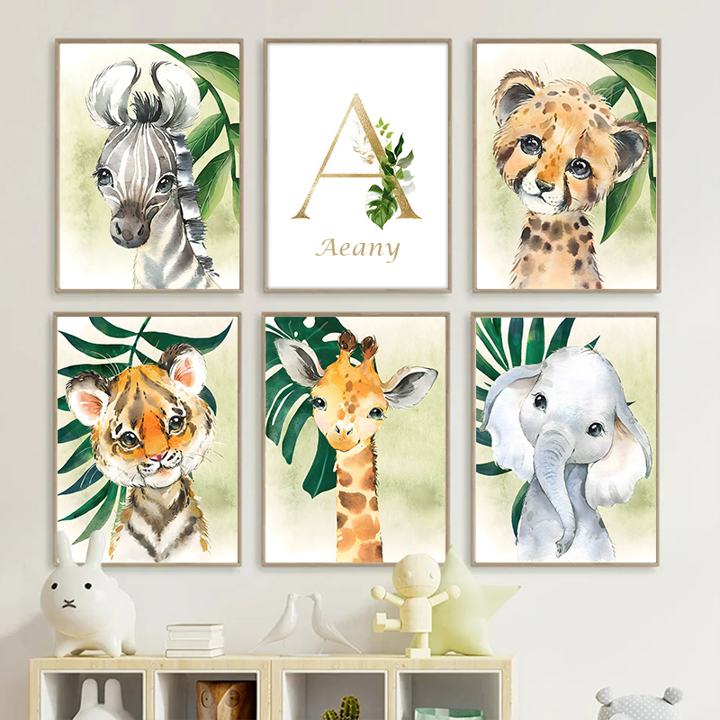 Gold Kids Name Poster Jungle A - đánh giá và giá Baby Nursery Name Wall Art