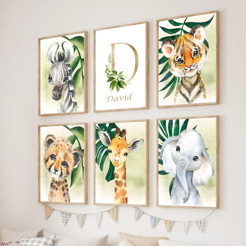 Gold Kids Name Poster Jungle A - đánh giá và giá Baby Nursery Name Wall Art