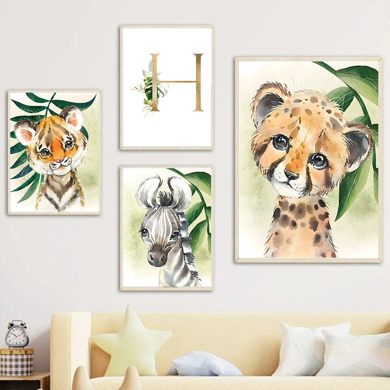 Gold Kids Name Poster Jungle A - đánh giá và giá Baby Nursery Name Wall Art