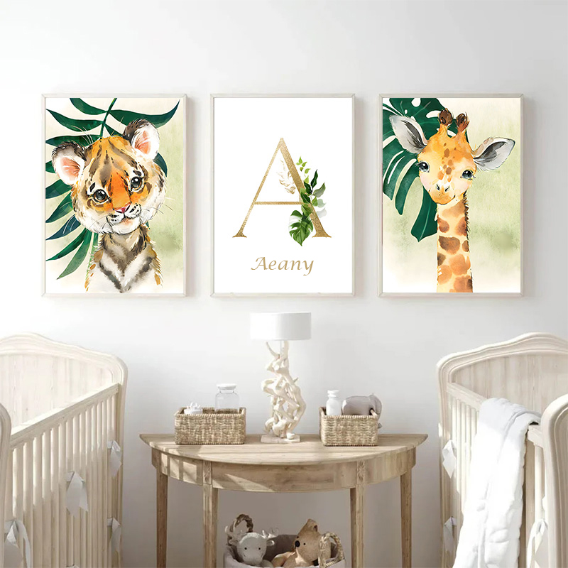 Gold Kids Name Poster Jungle A - đánh giá và giá Baby Nursery Name Wall Art