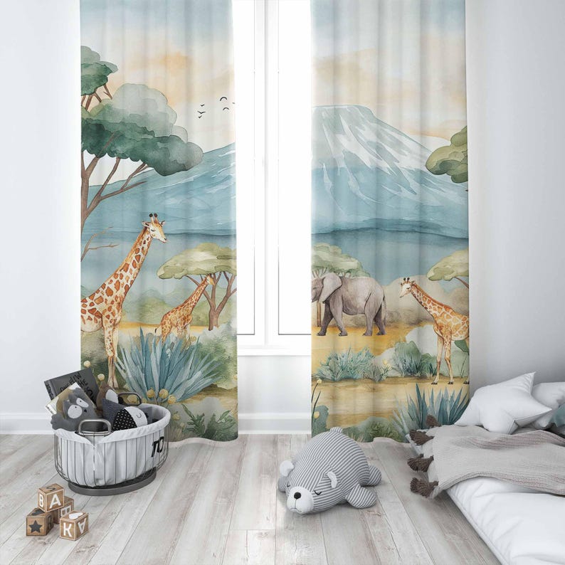 Safari Animals Kids Curtains B - đánh giá và giá Baby Nursery In Hospital