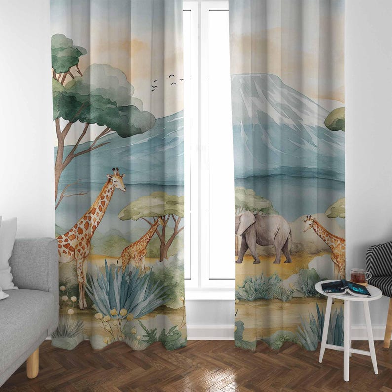 Safari Animals Kids Curtains B - đánh giá và giá Baby Nursery In Hospital