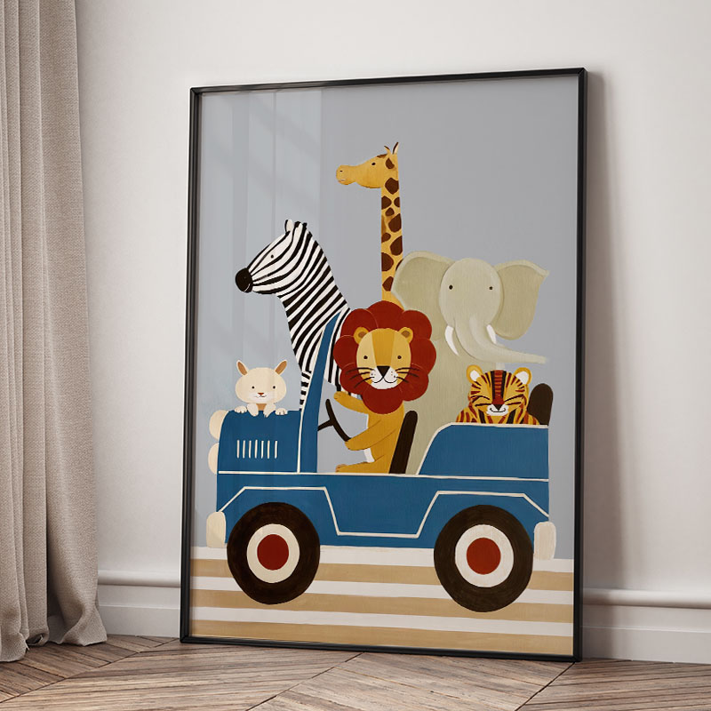 Funny Cartoon Animal Car Ballo - đánh giá và giá Baby Nursery Animal Prints