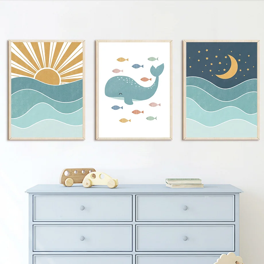 1pc frameless Fish Whale Seagu - đánh giá và giá Baby Girl Nursery Quotes