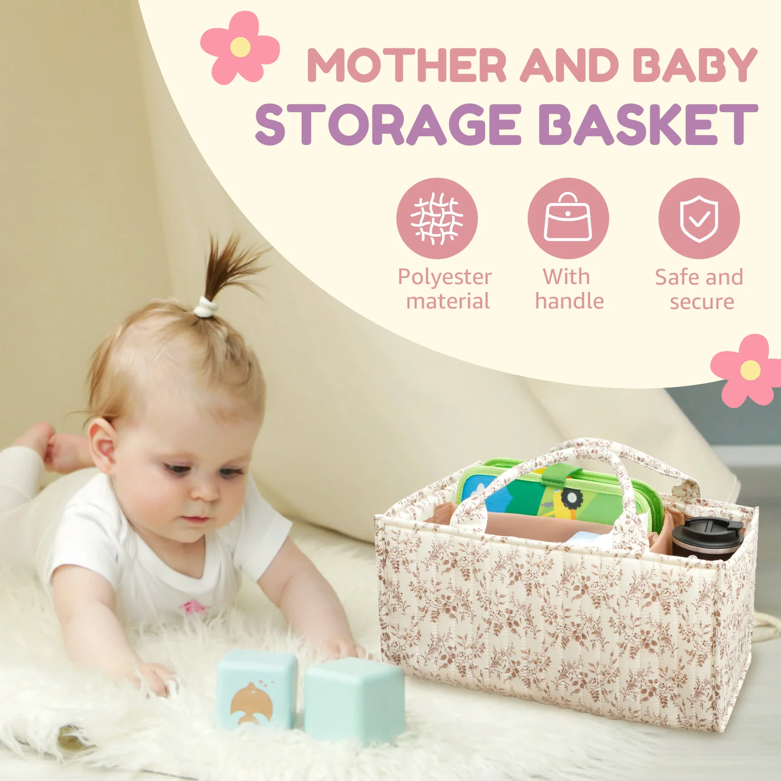 Floral Diaper Caddy Organizer  - đánh giá và giá Baby Nursery Organiser
