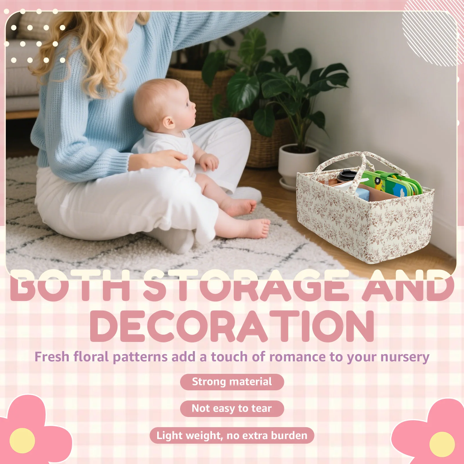 Floral Diaper Caddy Organizer  - đánh giá và giá Baby Nursery Organiser