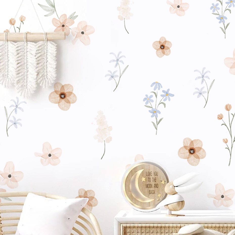 Watercolor Flowers Wall Sticke - đánh giá và giá Baby Girl Nursery Quotes