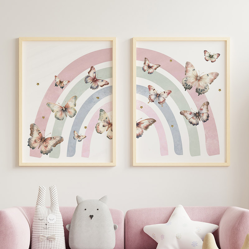 Pink Rainbow Butterfly Custom  - đánh giá và giá Baby Nursery Name Wall Art