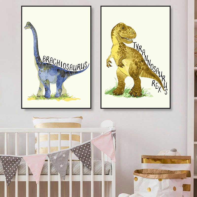 Watercolor Dinosaur Poster Nur - đánh giá và giá Baby Nursery Animal Prints