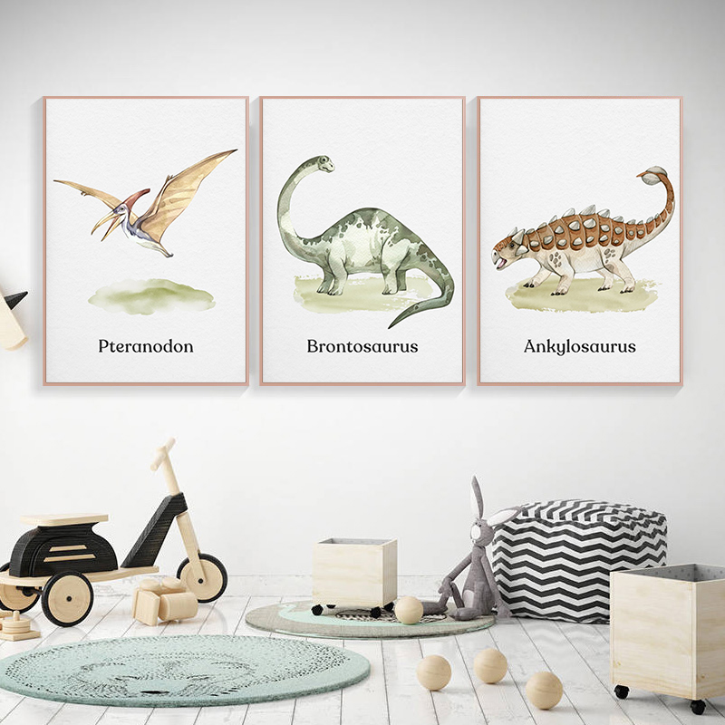 Watercolor Dinosaur Poster Nur - đánh giá và giá Baby Nursery Animal Prints