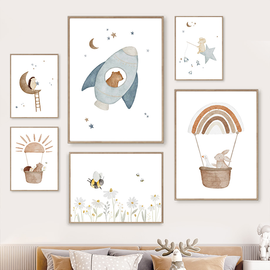 Cartoon Animals Nursery Wall A - đánh giá và giá Baby Nursery Animal Prints
