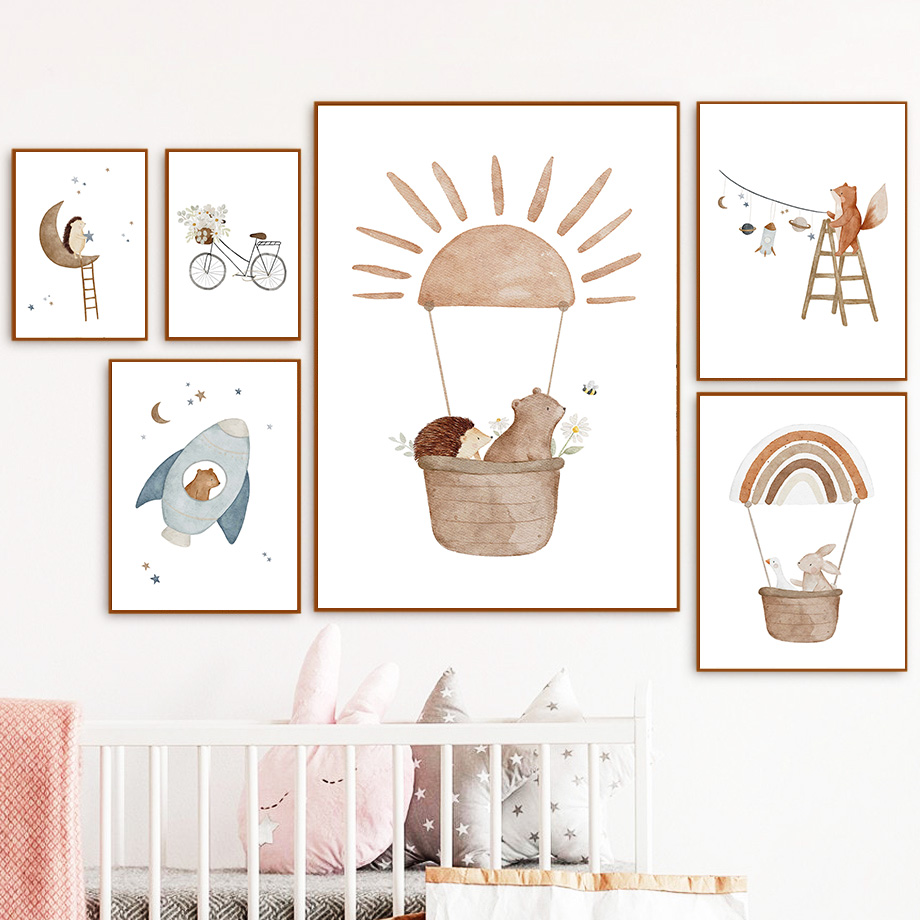 Cartoon Animals Nursery Wall A - đánh giá và giá Baby Nursery Animal Prints